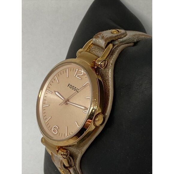 Fossil ES418 Women's Leather Rose Gold Analog Dial Quartz Wrist Watch LB294 - Picture 4 of 12
